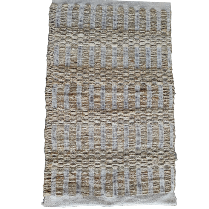 Handmade Jute & Cotton Textured Rug (2x3 ft) – Thick Raised Pattern | Durable, Eco-Friendly Mat for Home, Yoga & Gifting