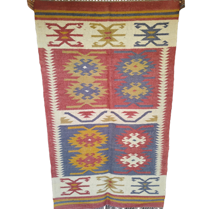 Handmade Wool–Jute Area Rug (3x5 ft) – Soft, Durable, Washable | Cozy Winter-Ready Carpet | Boho Tribal Pattern for Living Room, Bedroom & Yoga