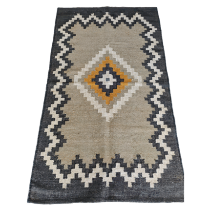 Handmade Wool & Jute Area Rug 3x5 ft – Tribal Geometric Pattern | Premium Handwoven Carpet | Boho Farmhouse Living Room Rug | Natural Fiber Dari – Custom Made