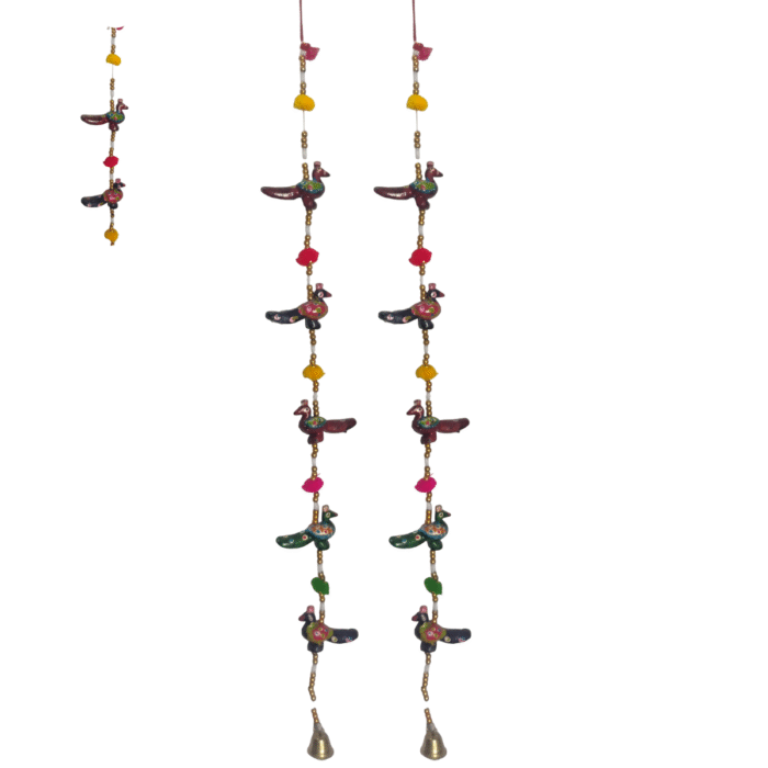Handmade Peacock Hanging Decoration Line | Colourful Ethnic Door Hanging | Boho Home Decor | Wedding, Christmas & Birthday Gift. 2 line sat